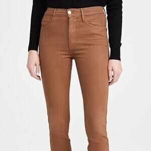 Frame Denim Le Sylvie Slender Straight Tobacco Brown Tan Coated 26